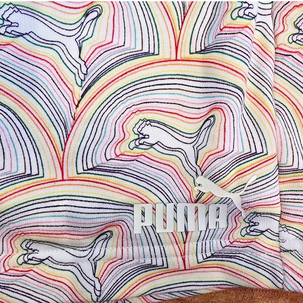 PUMA Pride Cat Print Shorts Mens Medium Womens Large Rainbow All Over Print AOP - Picture 2 of 10